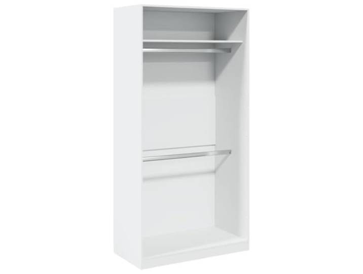 Schrank weiß 100x50x200 cm aus Holzwerkstoff, 2 Fächer Feuchtigkeitsbeständiges Holzwerkstoff, kompakte Maße, minimalistischer Stil, 2 Fächer, stabile Konstruktion,