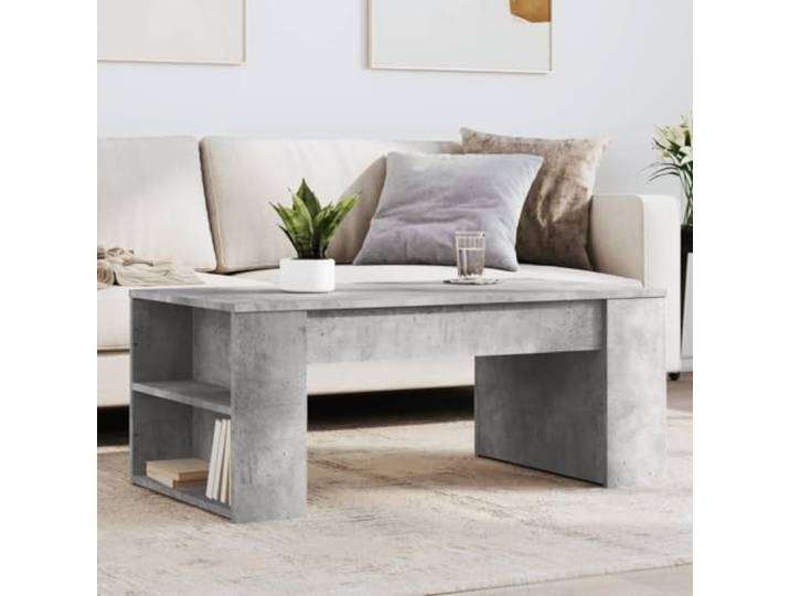 HEFZGDB Couchtisch Betongrau 102x55x42 cm Holzwerkstoff mit robuster Tischplatte und reichlich Stauraum, langlebiges Material für Wohnzimmer, Beistelltisch mit glatter Oberfläche,