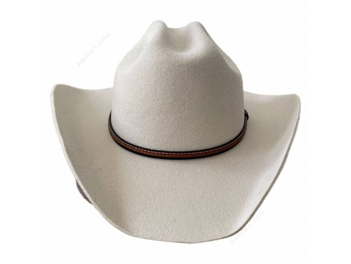 Chapeau de cowboy en laine pour hommes – Chapeau d'équitation à large bord de style occidental Yellowstone – Chapeau formel à finition dure inspiré des États-Unis