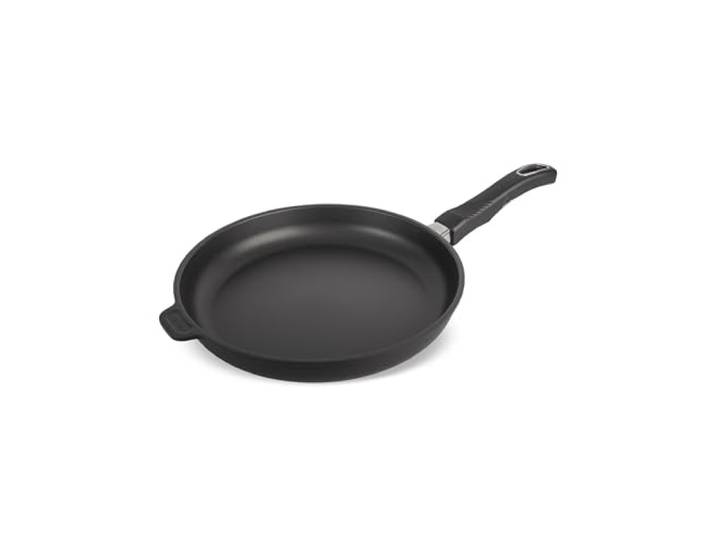Original Gundel GUSS-BRATPFANNE flach, Ø 28 cm, Höhe 4,5 cm, BIOTAN-Oberfläche, PFOA-frei, Akku-Therm Boden - abnehmbarer Designer-Stiel