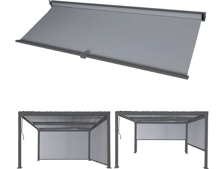 Seitenwand für Pergola HWC-L41, Pavillon Rollo Ersatzseitenwand, Stoff/Textil 3x3m anthrazit