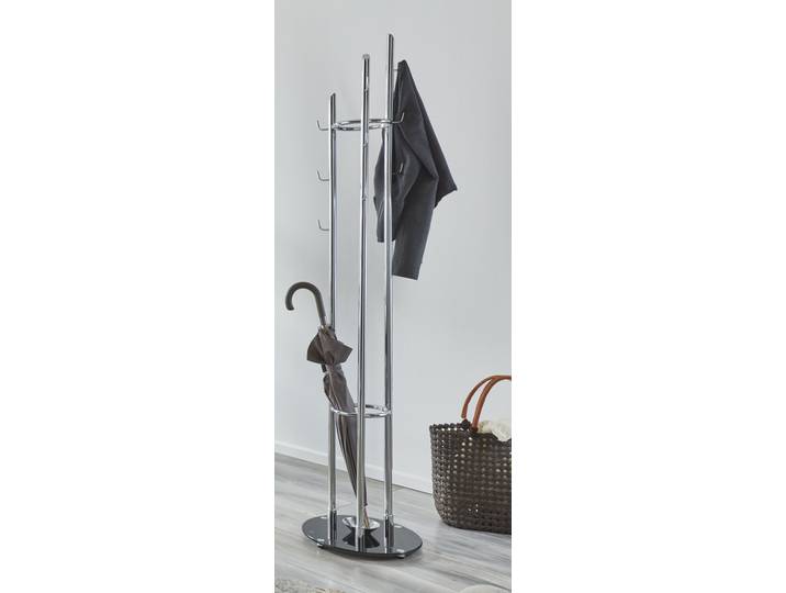 Garderobenständer HAKU Kleiderständer, Standgarderobe , grau (silber), B:40cm H:183cm T:40cm Ø:40cm, Garderobenständer, Garderobenständer, quadratisch - aus Metall Silber - Ø/H 40/183 cm