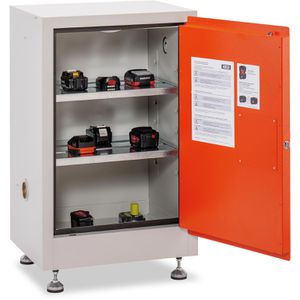 CEMO Akku-Lagerschrank FMplus S, 11652, mit 2 Fachböden, orange, (B/H/T) 59 x 89 x 46cm