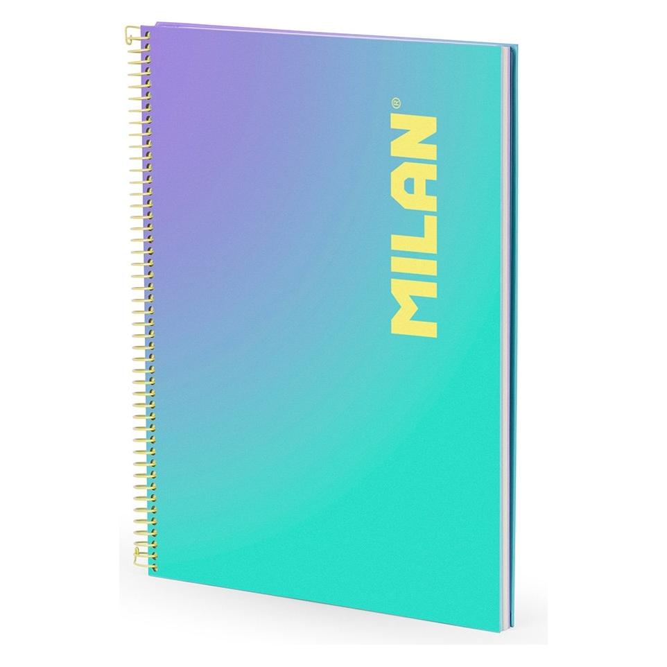 Milan A4-Notizbuch, Spiralbindung, Hardcover, 90 karierte Seiten, farbiges Band, türkis (A4, Kariert, Harter Einband) (66968628)