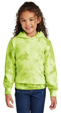 Port & Company PC144Y Youth Crystal Tie-Dye Pullover Hoodie in Lemon Lime size Small   80/20 cotton/Polyester blend