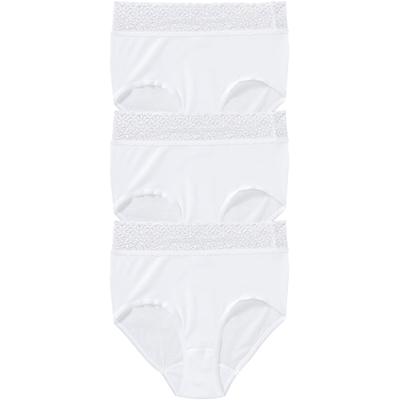 Taillenslip SPEIDEL "Natalie", Damen, Gr. 40, weiß, Obermaterial: 100% Baumwolle, unifarben, Unterhosen Taillenslip, bequem, dekorativ, weich, elastisch, mit Spitze, Baumwolle