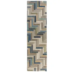 KADIMA DESIGN Teppich aus Wolle | Modern & Geometrisch | Handgeschnitzt | Strapazierfähig | 60x230cm