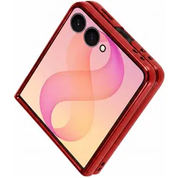 Avizar Hülle für Samsung Galaxy Z Flip 8 Glitzer mit Chromrand (Samsung Galaxy Z Flip8), Smartphone Hülle, Rot