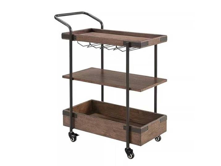 XXAD553TY Essen Industrieller Wein-Servierwagen im Vintage-Stil, 3 Etagen Rollregal for Zuhause mit Rollen, mobiler Servierwagen for die Küche