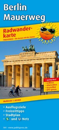 Publicpress - Radwanderkarte Berlin Mauerweg: Mit Ausflugszielen & Freizeittipps und Stadtplan sowie S- und U-Bahnnetz, wetterfest, reissfest, abwischbar, ... wetterfest, reissfest, abwischbar, GPS-genau - Preis vom 30.09.2026 22:30:23 h