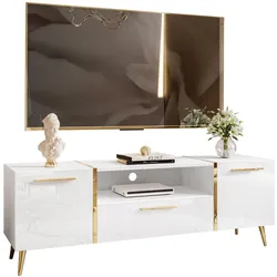 TV-SCHRANK ONYX AUF GOLDENEN BEINEN HOCHGLANZ 158 CM