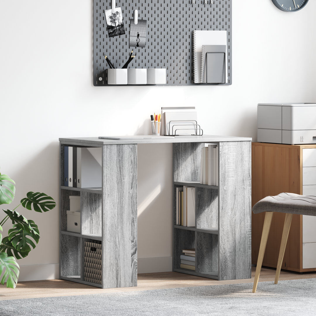 17 Stories Corner Desk MDF Medium Storage Corner Desk Grey Sonoma 75cm H X 90cm W X 50cm D