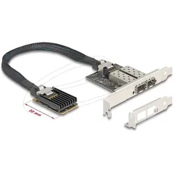 Delock Mini PCIe I/O PCIe full size 2 x SFP Gigabit LAN (Mini PCI Express), Netzwerkkarte, Schwarz