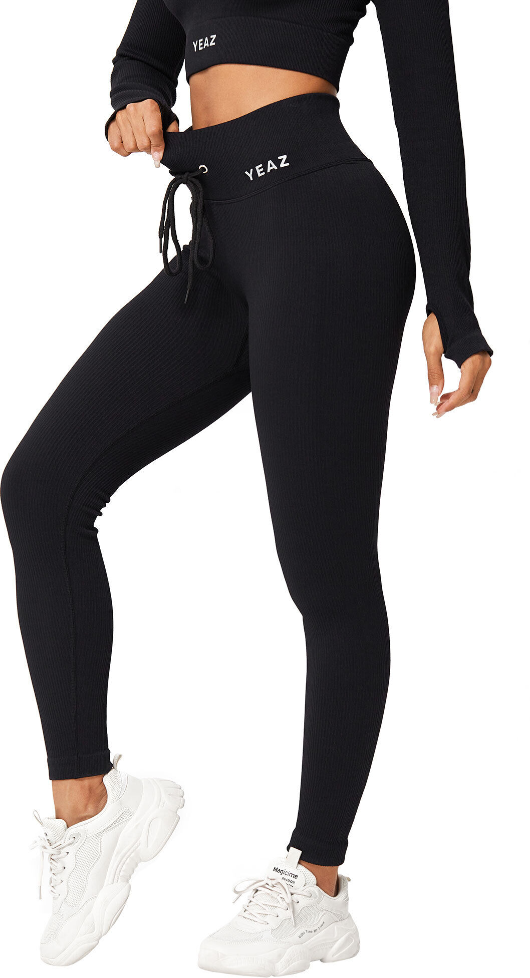 Leggings YEAZ "Leggings RUNWAY", Damen, Gr. M, US, schwarz, Obermaterial: 87% Nylon NY. 13% Elasthan EL., Hosen Leggings