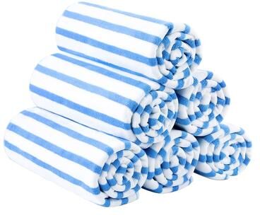 JML 6-pack Cabana Striped Bath Towel Absorbent Beach Towel