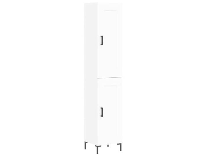 KGHFDVB Highboard Weiß 34,5x34x180 cm Holzwerkstoff Mit Türen, Metallfüße, Stabil, Viel Stauraum, Für Wohnzimmer