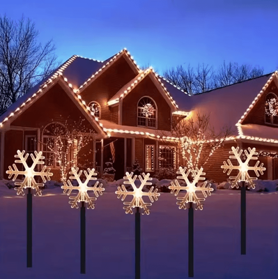Inspire Curations 5 Piece Christmas Stake Lights 8 Mode Outdoor Pathway Decorations snowflake