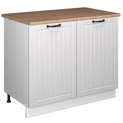 Vicco, Regal, Spülenunterschrank Fame-Line, Weiss Landhaus/Weiss, 100 cm, AP Eiche (100 x 60 x 82 cm)