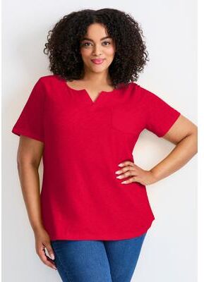 Plus Size Women's Short Sleeve Pocket Tee by Avenue in Vibrant Red (Size 14)