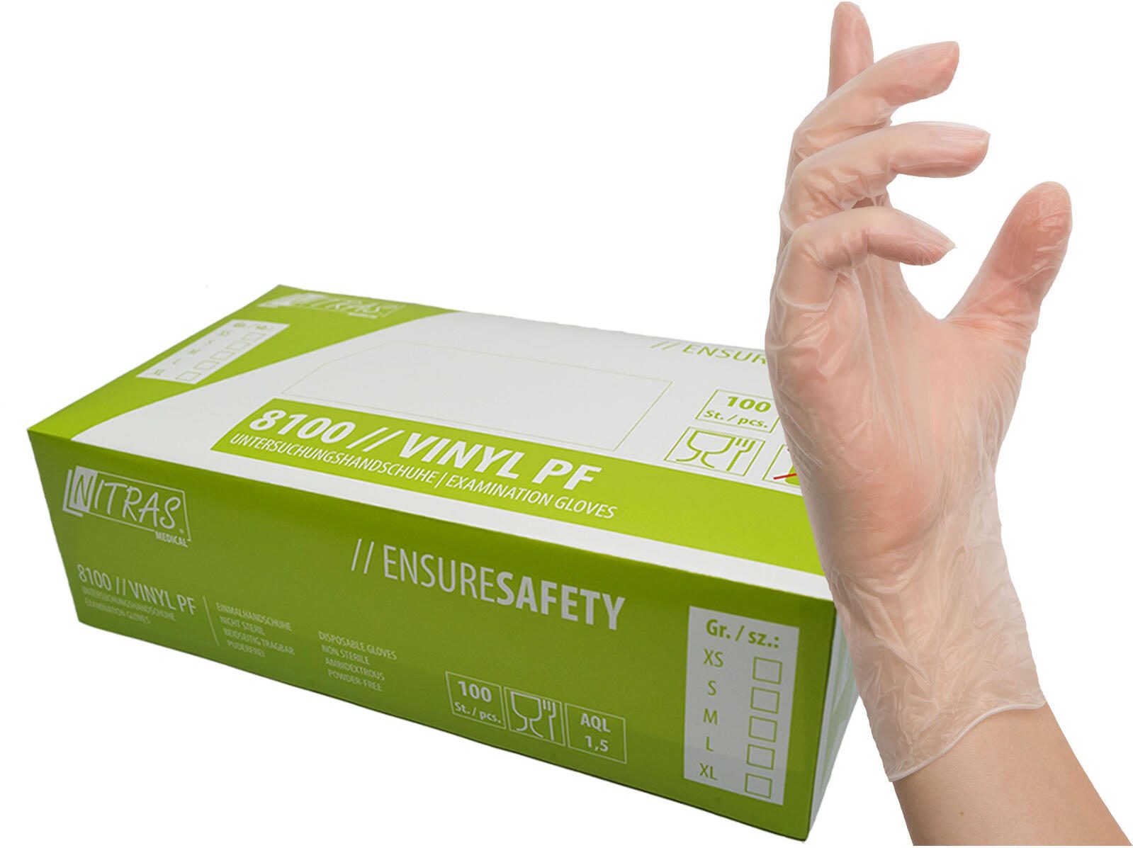 NITRAS® Einmalhandschuhe M transparent 8100