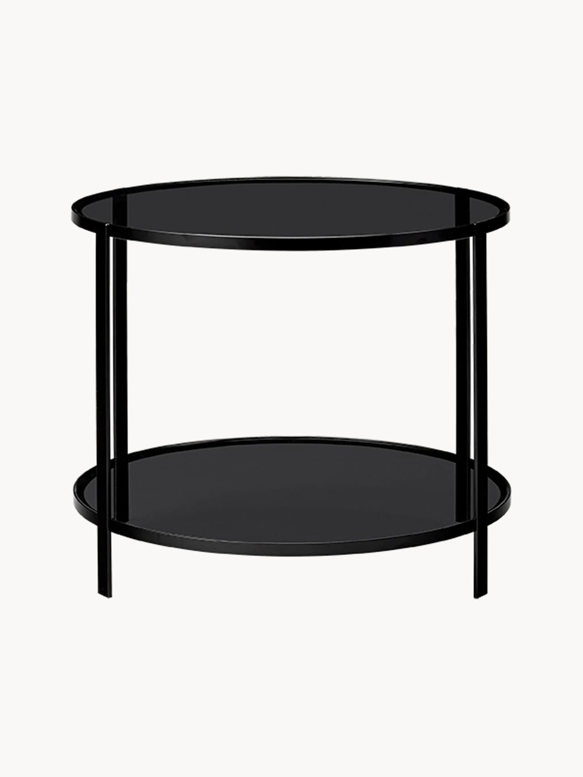 AYTM Ronde metalen bijzettafel Fumi met glazen tafelblad