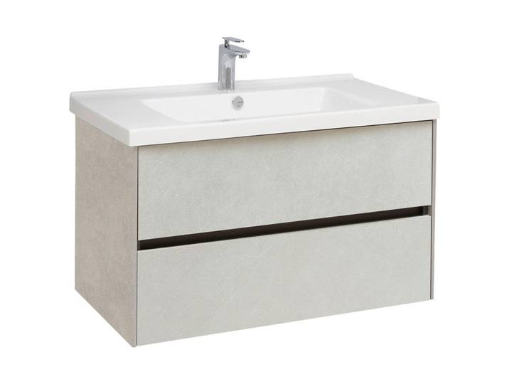 Dieter Knoll Waschtischkombi, Grau, Weiss, Sandfarben, Keramik, 2 Schublade(n) Schubladen, 89 cm, Made in Germany, hängend, Badezimmer, Waschbecken & Armaturen, Waschtische
