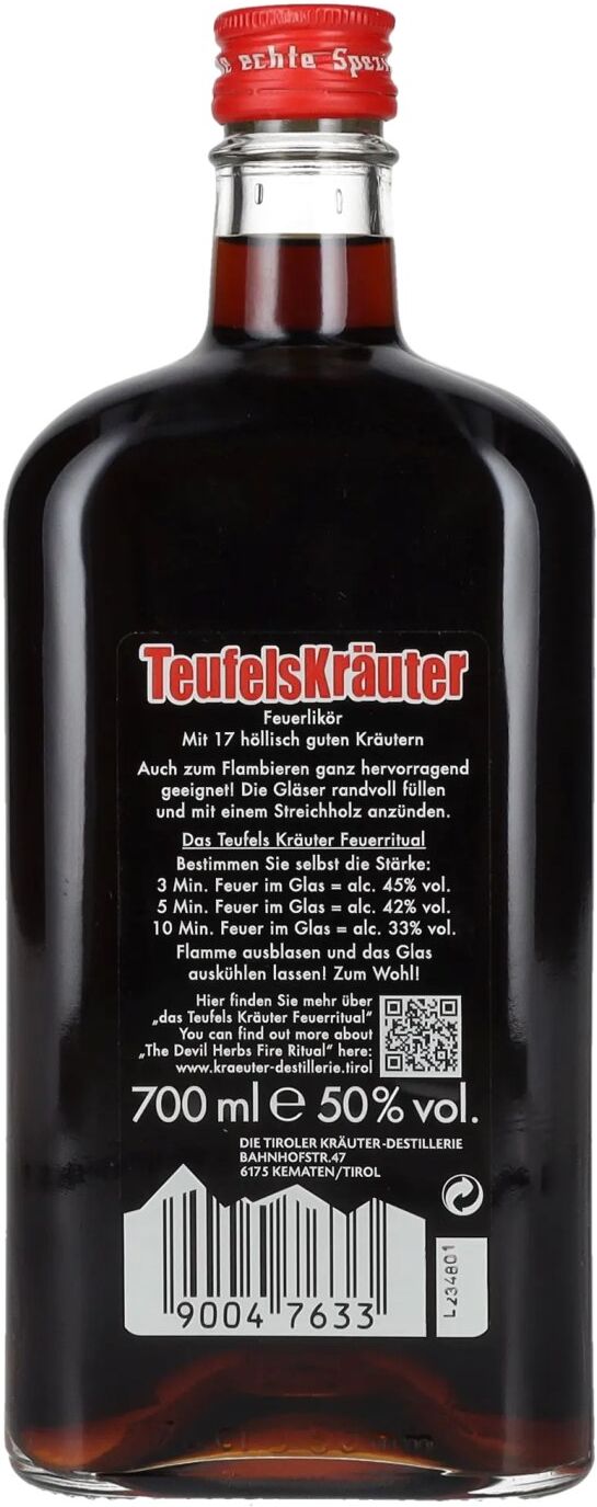 Tiroler Kräuterdestillerie Baumann Baumann Teufelskräuter Feuerlikör 50% Vol. 0,7l