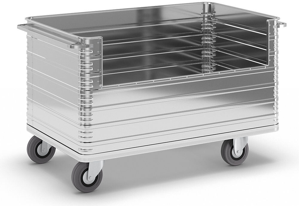 Alu-Kastenwagen, Inhalt 945 l, mit 250 mm tiefem Seitenwandausschnitt ZARGES