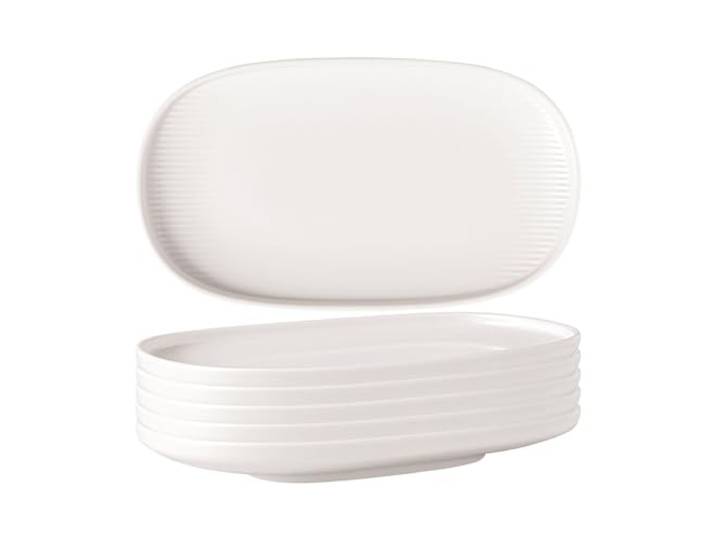 Villeroy & Boch Afina Universalplatten 6er Set, 23 x 13 cm, Präsentationsteller für Speisen, Servierteller, Spülmaschinenfest, Mikrowellengeeignet, Premium Porzellan Made in Germany, weiß