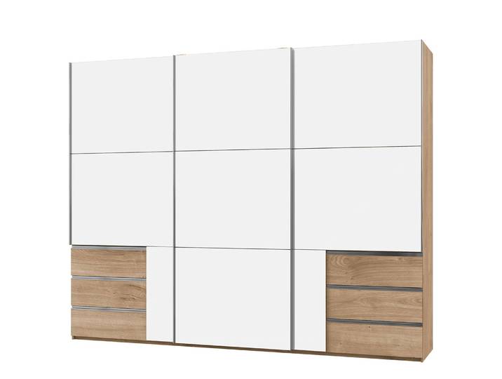 Schwebetürenschrank Level 36 D IV 300 x 236cm Weiß/Hochglanz Weiß/Eiche Dekor
