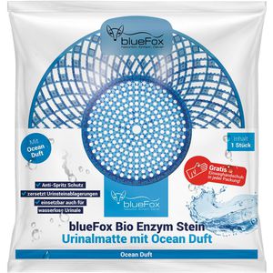 blueFox Urinalsieb Urinalmatte & Bio-Enzymstein, 2in1, blau, mit Duft, Ocean