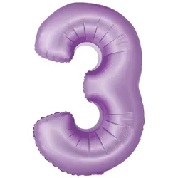 XL Folienballon lavendel Zahl 3