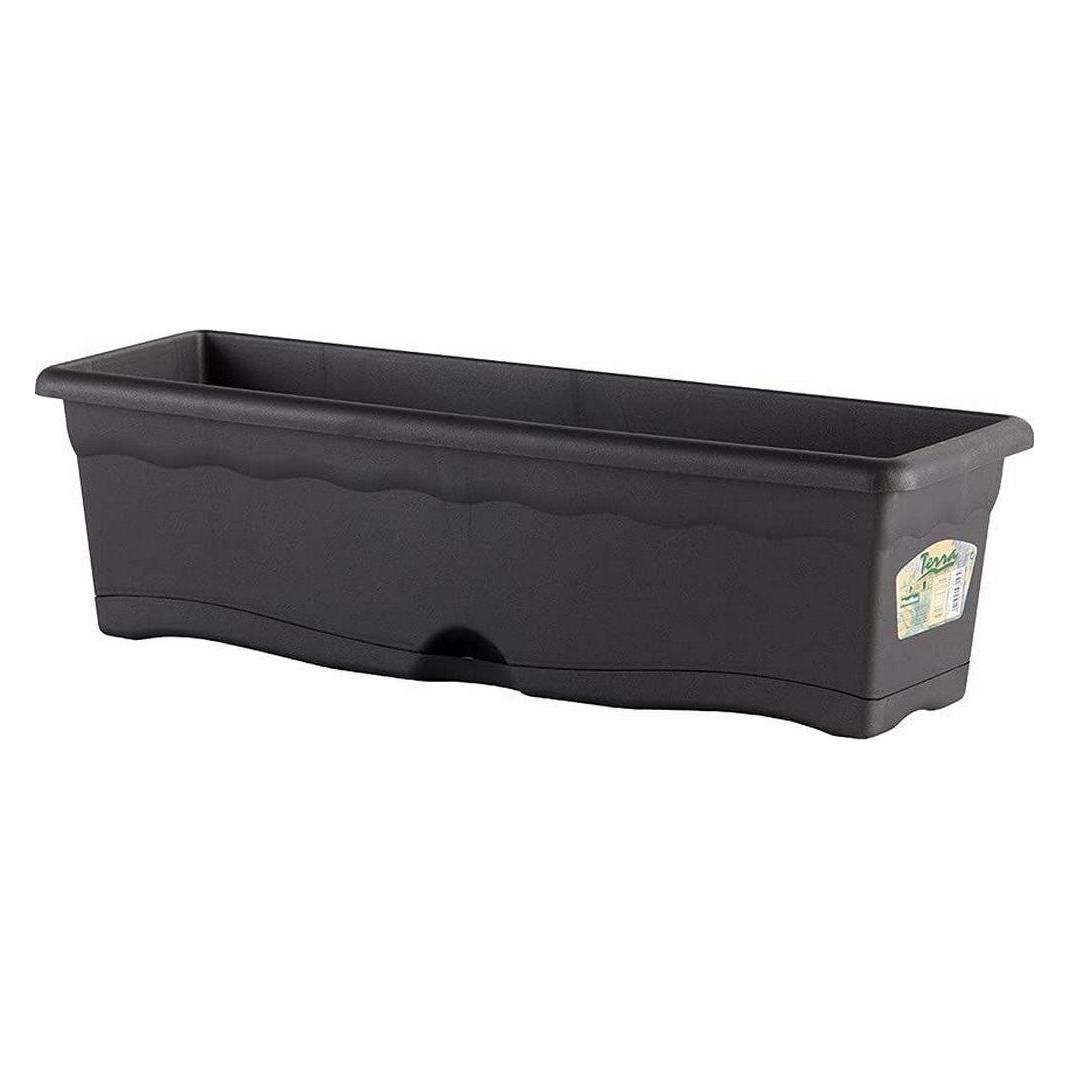 Plastiken Blumenkasten mit Unterteller Anthrazit Polypropylen 50 x 20 cm (45266442)