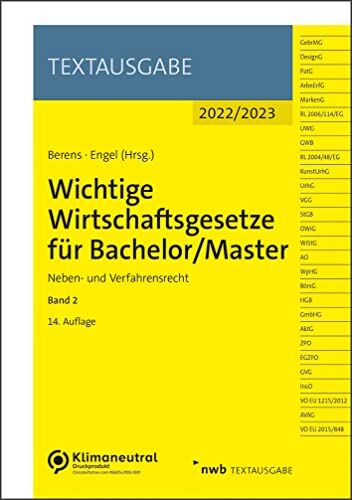Holger Berens - Wichtige Wirtschaftsgesetze für Bachelor/Master, Band 2: Neben- und Verfahrensrecht (Textausgabe) - Preis vom 30.09.2026 22:30:23 h