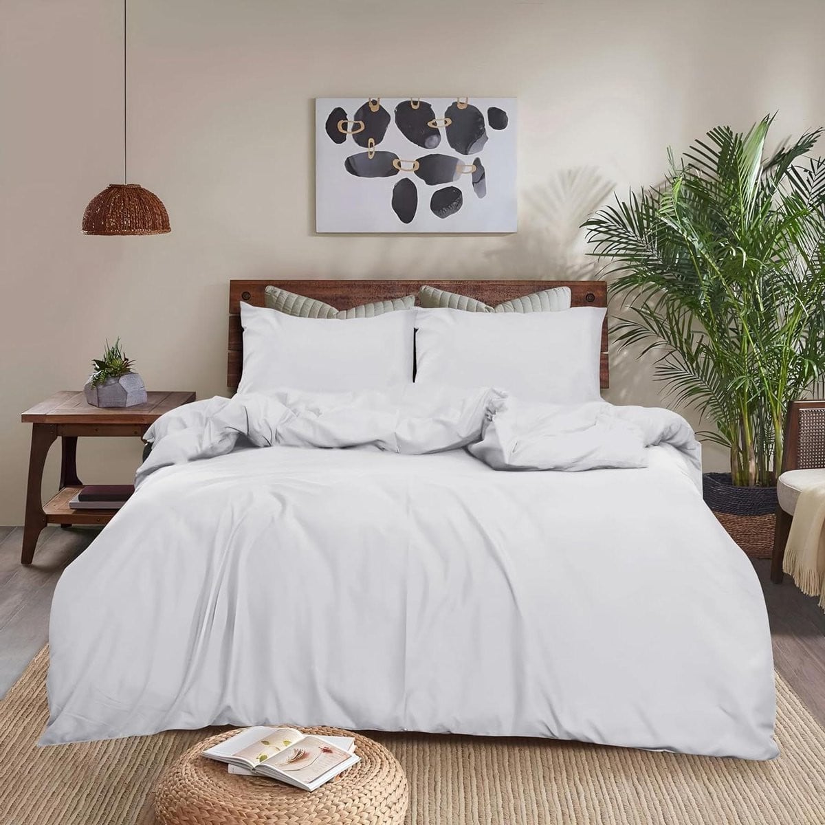 Wit Dekbedovertrekset Kingsize van Geborsteld Microvezel - 230 x 220 cm