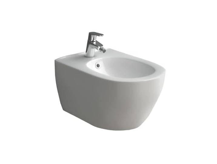 Alpenberger Bidet mit Armatur Hänge-Bidet mit Einhebel-Bidetmischer Wand Bidet Sitzbecken Bidetdusche Keramikschüssel mit Überlauf Bide Waschbeckendusche Intimdusche Popodusche