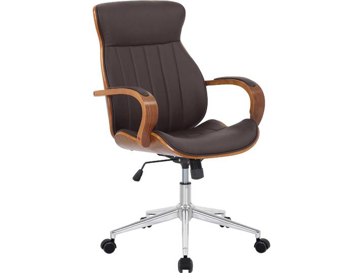 CLP Bürostuhl ergonomisch Melilla Höhenverstellbar und Drehbar Farbe walnuss/braun
