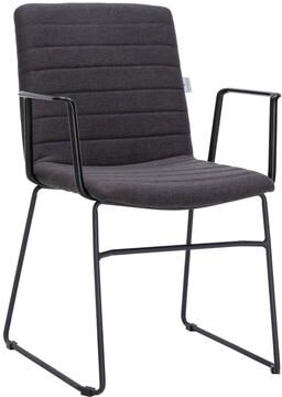 LeisureMod Zylar Modern Ergonomic Sled Base Guest Office Chair with Arms, Powder Coated Frame