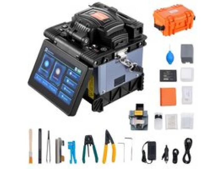 VEVOR Glasfaser-Schweißgerät mit 6 Motoren, Kernausrichtung, Spleißgerät, 6 s Spleißen & 13 s Aufheizen, Fusionsspleißgerät mit 5-Zoll-Touchscreen, 3-in-1-Faserhalter, 7800 mAh Akku für SM MM DS NZDS
