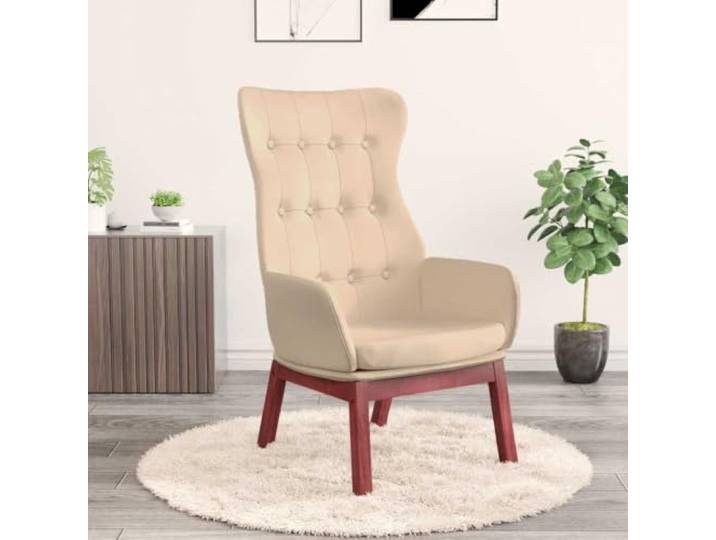 Relaxsessel, Stoff, cremefarben, mit Metallrahmen und Beinen aus Holz Weicher Sitz, ergonomische Armlehnen, elegante Verarbeitung, ideal für Wohnzimmer oder Leseecke