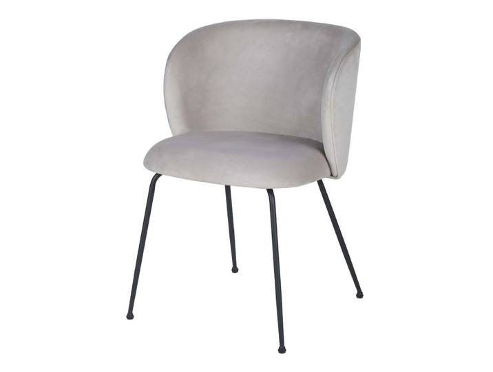 Chaise en velours grège et acier noir