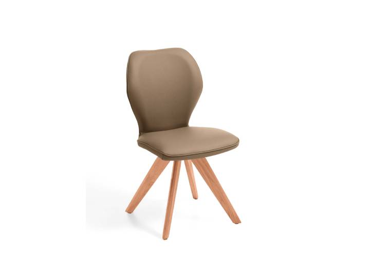 Design-Stuhl, Leder, Grau, Kernbuche-Gestell, 49,5×60×92 cm, Modern, Niehoff