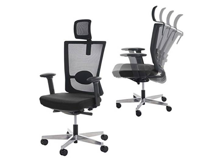 Mendler Bürostuhl MERRYFAIR Forte - schwarz, mit Kopfstütze Schreibtischstuhl, Sliding-Funktion, ergonomisch