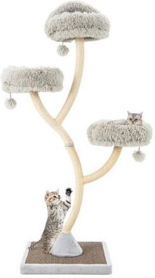 Costway 70 Inch Tall Cat Tree 4-Layer Cat Tower with 3 Perches and Dangling Balls-Gray