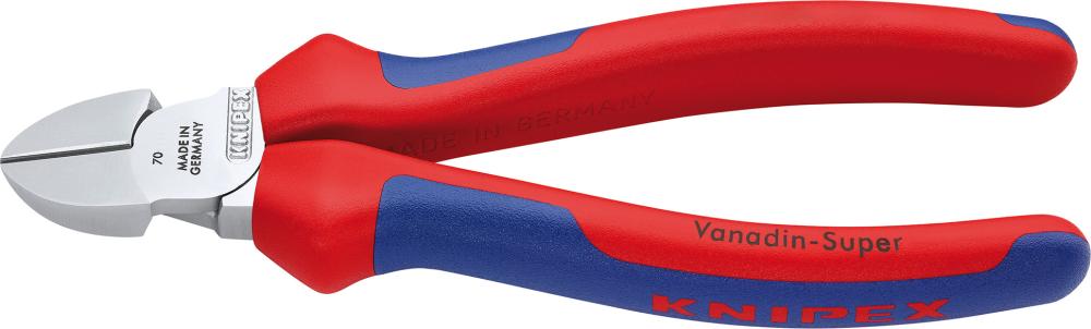Seitenschneider KNIPEX, Kopf verchromt, Griffe mit Mehrkomponenten-Kunststoffhüllen