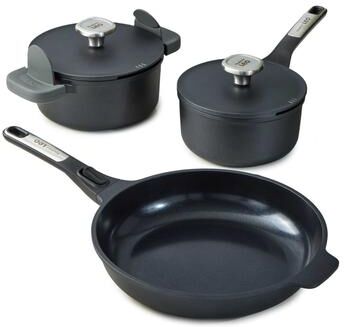 BergHOFF Phantom 5Pc Nonstick Ceramic Cookware Set with Lids, Recycled Cast Aluminum