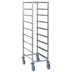 Tournus Wagen für Geschirrkörbe  Abmessung 630 x 630 x 1785 mm  4 Lenkrollen aus Polyamid (rostfrei), 2 Feststellbremsen
