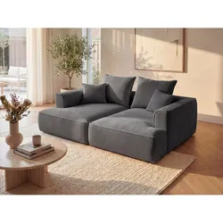 Sofa 3-Sitzer - tiefe Komfortsitzfläche - Cord - Anthrazitgrau - PINETA
