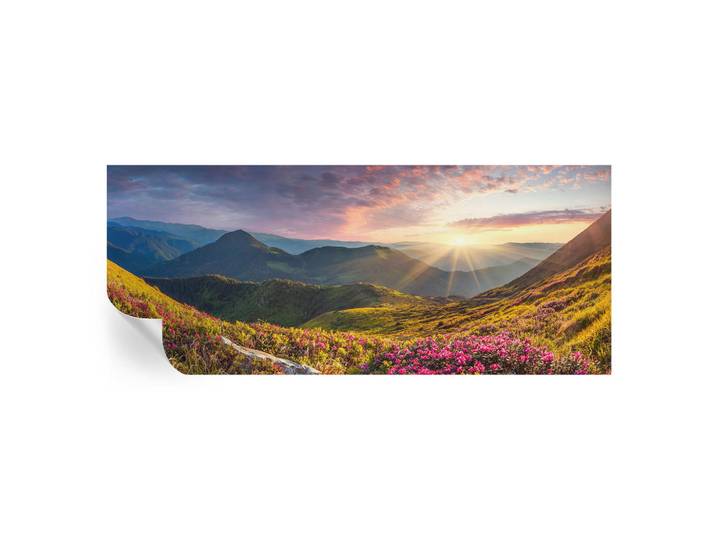 Wallfluent Fototapete 250x104 cm - Bergpanorama, Grün, 250x104 cm, Tapeten & Wandverkleidungen, Fototapeten