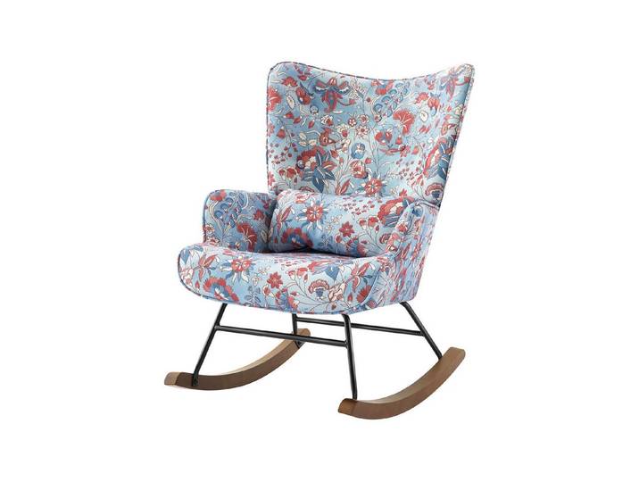HomeMiYN Schaukelstuhl Patchwork Sessel Schwingsessel Relaxstuhl Wohnzimmer, Relaxfunktion, das Baby zum Schlafen bringen